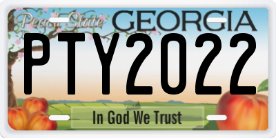 GA license plate PTY2022