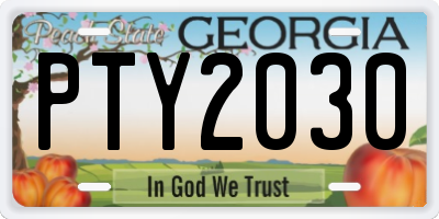GA license plate PTY2030