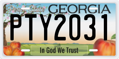 GA license plate PTY2031