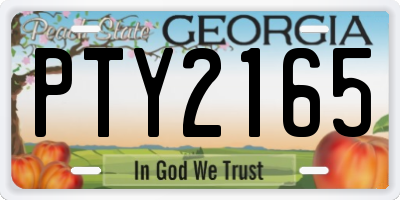 GA license plate PTY2165
