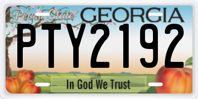GA license plate PTY2192