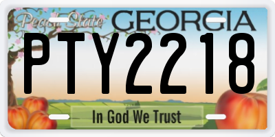 GA license plate PTY2218