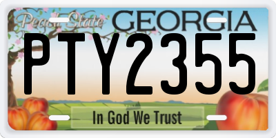 GA license plate PTY2355