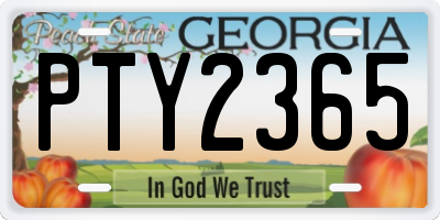 GA license plate PTY2365