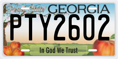 GA license plate PTY2602