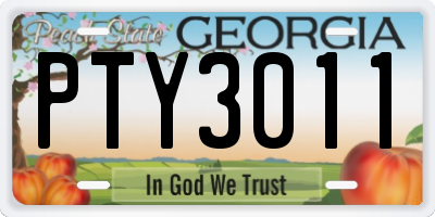GA license plate PTY3011