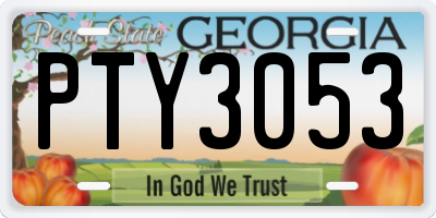 GA license plate PTY3053