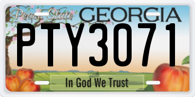 GA license plate PTY3071
