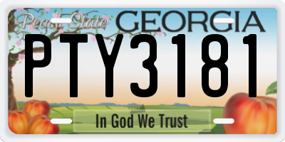 GA license plate PTY3181