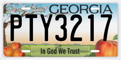 GA license plate PTY3217