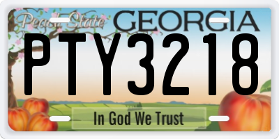 GA license plate PTY3218
