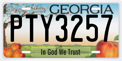 GA license plate PTY3257