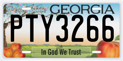 GA license plate PTY3266