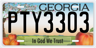 GA license plate PTY3303