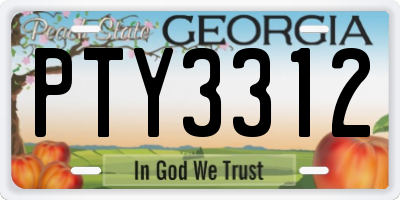 GA license plate PTY3312
