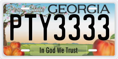 GA license plate PTY3333