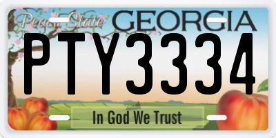 GA license plate PTY3334