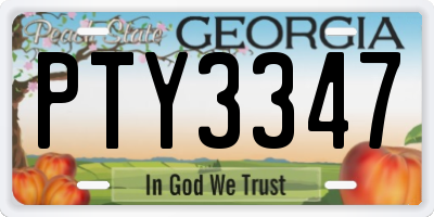 GA license plate PTY3347