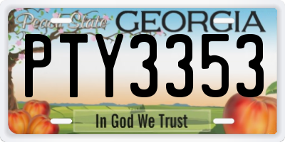 GA license plate PTY3353