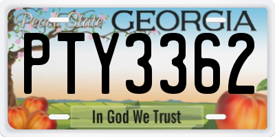 GA license plate PTY3362