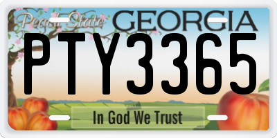 GA license plate PTY3365