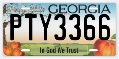 GA license plate PTY3366