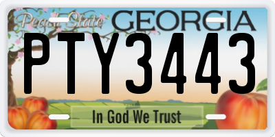 GA license plate PTY3443