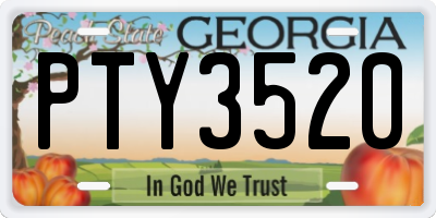 GA license plate PTY3520
