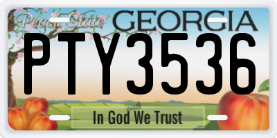 GA license plate PTY3536