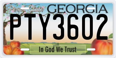 GA license plate PTY3602