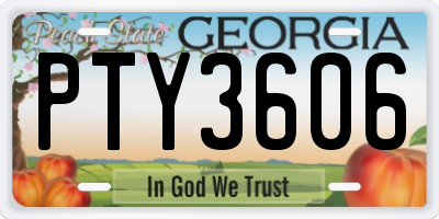GA license plate PTY3606