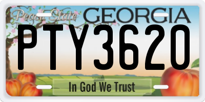 GA license plate PTY3620