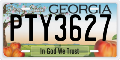 GA license plate PTY3627