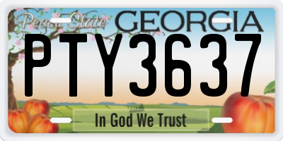 GA license plate PTY3637