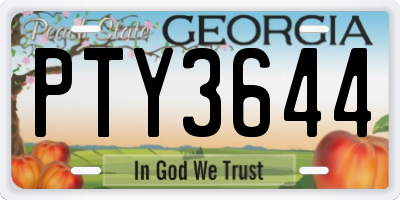 GA license plate PTY3644