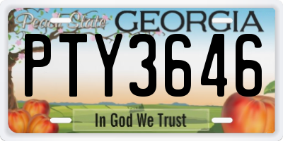 GA license plate PTY3646
