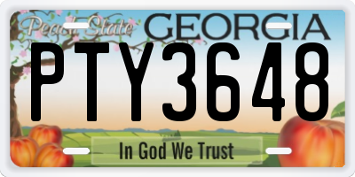 GA license plate PTY3648