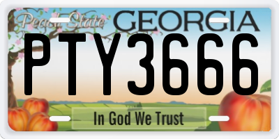 GA license plate PTY3666
