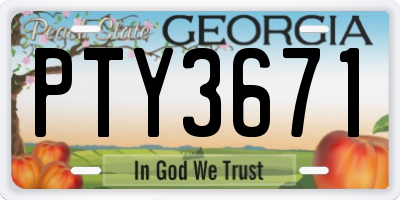 GA license plate PTY3671