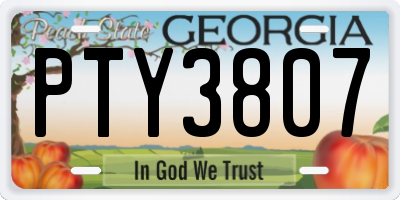 GA license plate PTY3807