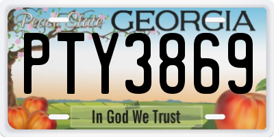GA license plate PTY3869
