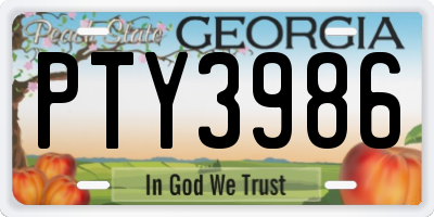 GA license plate PTY3986