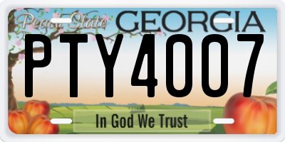 GA license plate PTY4007
