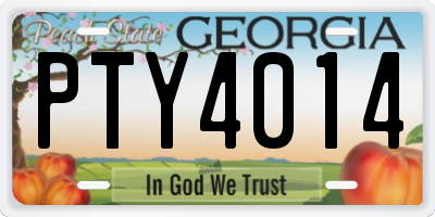 GA license plate PTY4014