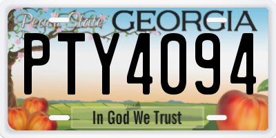 GA license plate PTY4094