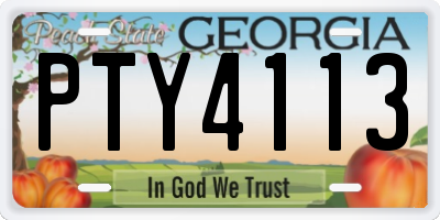 GA license plate PTY4113