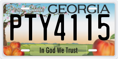 GA license plate PTY4115