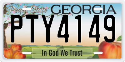 GA license plate PTY4149