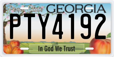 GA license plate PTY4192