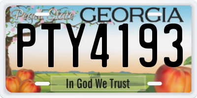 GA license plate PTY4193